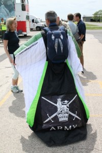 WC wingsuit Brig Paul Cain chair APA prepares for flight he came 26th overall